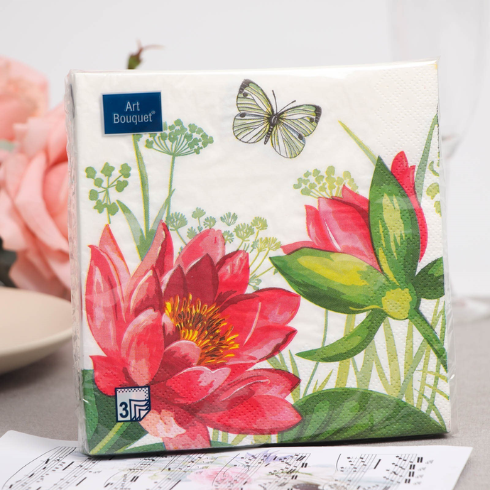 Салфетки Art Bouquet  "Водяная лилия" 33х33 , 3 слоя .20л/вл.12