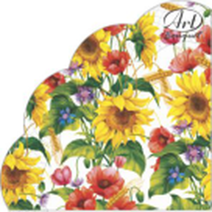 Салфетки бумажные декоративные Ф32см, 3 слоя, 12л Art Bouquet Rondo "Солнечный букет", 3-сл/15