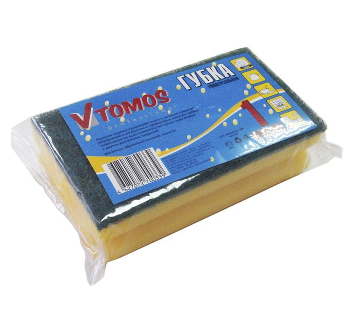 Губка 90*150 мм Томос с абразивом