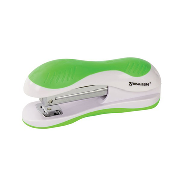 Степлер 24/6, 26/6 Brauberg, до 20 листов эргономичный, бело-зелёный