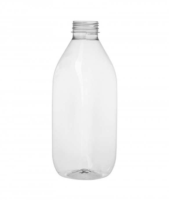 Бутылка 1000 мл,квадратная с пробкой, широкое горло 38 мм, прозрачная*50