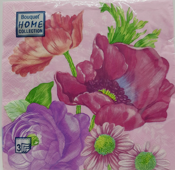 Салфетки бумажные декоративные 33*33, 3сл, 20шт Bouquet Home Collection Classic "Цветочная композици