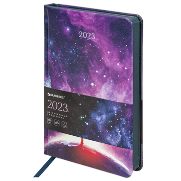 Ежедневник датированный 2023 А5 138x213 мм BRAUBERG "Vista", под кожу, "Universe"