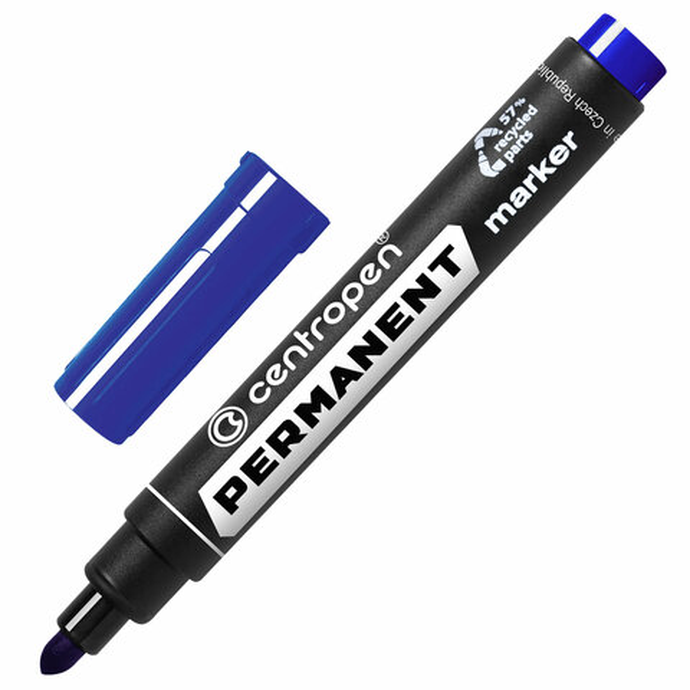 Маркер перманентный CENTROPEN 8566, СИНИЙ, круглый наконечник, 2,5 мм,