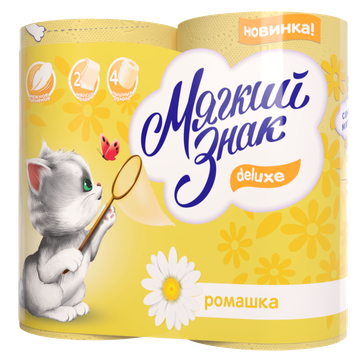 Туалетная бумага Мягкий знак Deluxe аромат Ромашка 2-сл. 4 рул./вл.24 С35