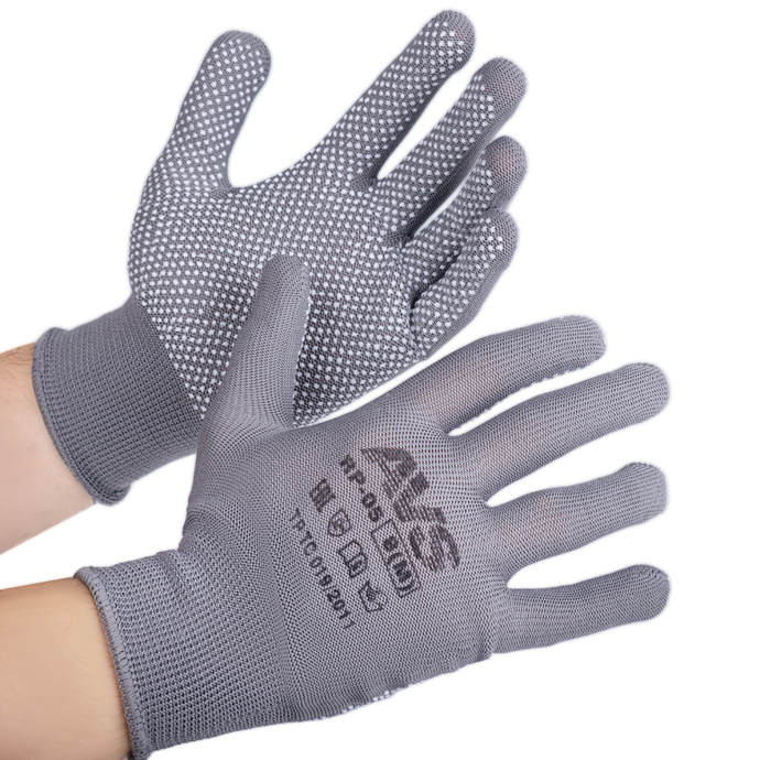 Перчатки нейлоновые с ПВХ (серые) 1 пара AVS RP-05 A85386S