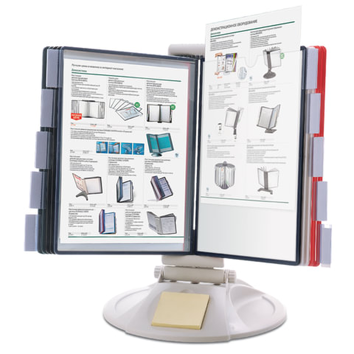 Демосистема настольная на 10 панелей, с 10 цветными панелями А4, серая, BRAUBERG "SOLID"