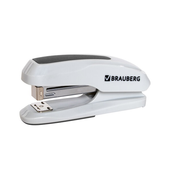 Степлер №24/6, 26/6 BRAUBERG "Extra", до 30 листов, серый