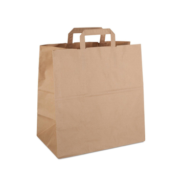 Крафт пакет с плоскими ручками, (32+18)х32 см, 70 г/кв.м, 200 шт. в коробке