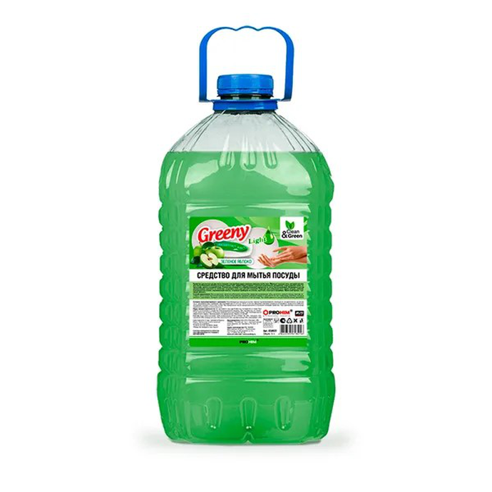 Средство для мытья посуды "Greeny" Light "Яблоко" 5 л. (ПЭТ) Clean&Green CG8522