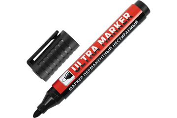 Маркер перманентный ULTRA MARKER, ЧЕРНЫЙ, 3,5 мм, с клипом, BRAUBERG, 152204