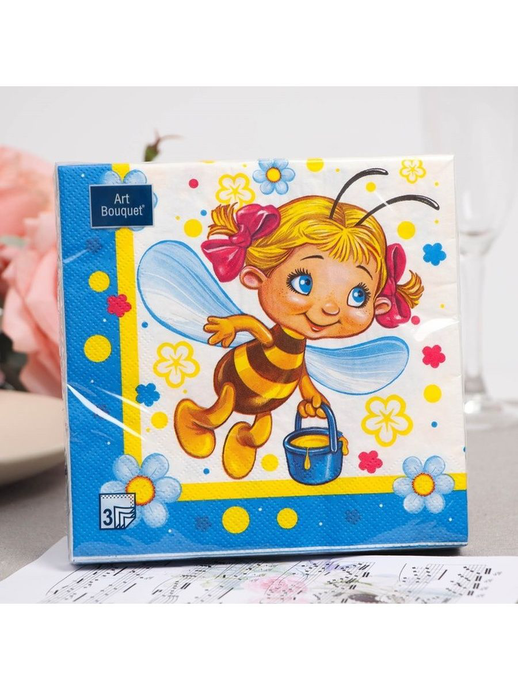 Салфетки Art Bouquet  "Веселые пчелки" 33х33 , 3 слоя .20л/вл.12