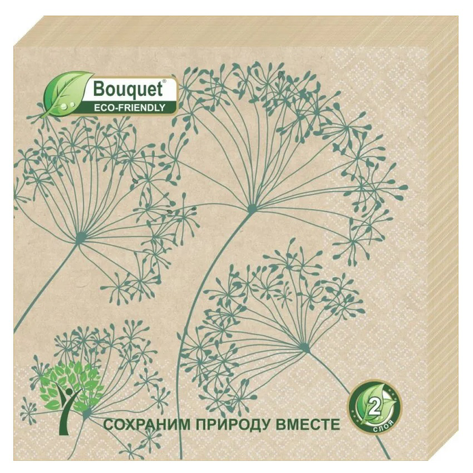 Салфетки Bouquet  eco-friendly 33*33, 2х сл, 25 листов "Крафт" Гармония/12