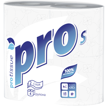 Бумага туалетная  PRO 2 слоя 4 рул, 23 м/24 вл С160