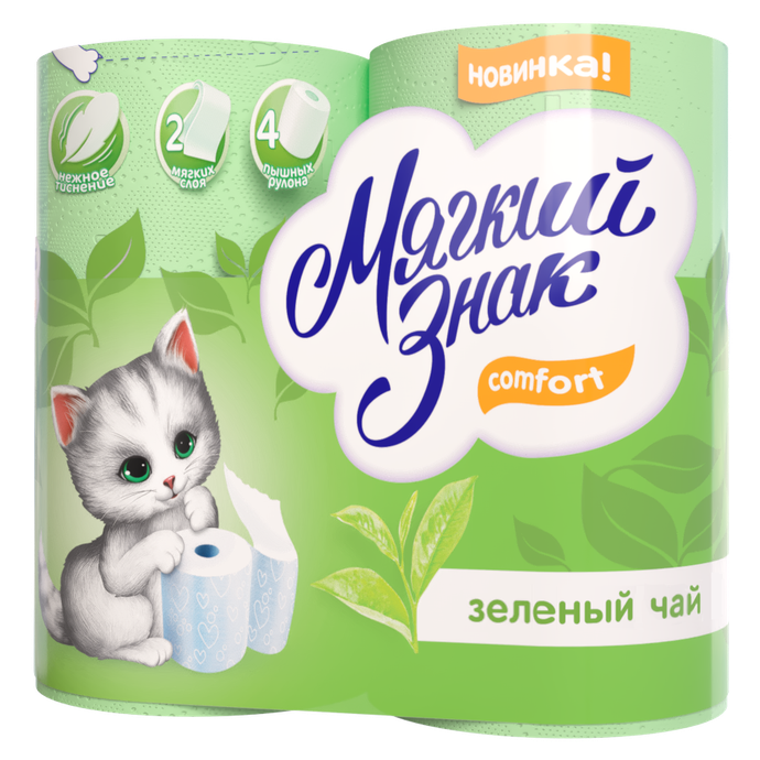 Туалетная бумага Мягкий знак Зеленый чай 2-сл. 4 рул./вл.24 С18