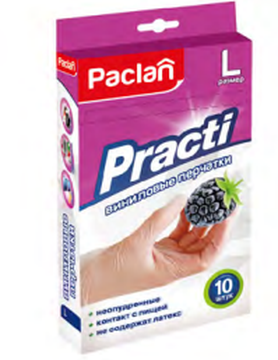 PACLAN PRACTI ПЕРЧАТКИ ВИНИЛОВЫЕ Р. L, 10ШТ.