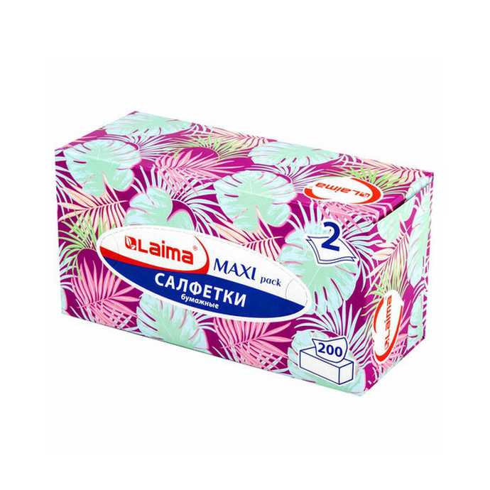 Салфетки косметические 200 шт. в картонном боксе 2-слойные, LAIMA "Everyday", 20х20 см