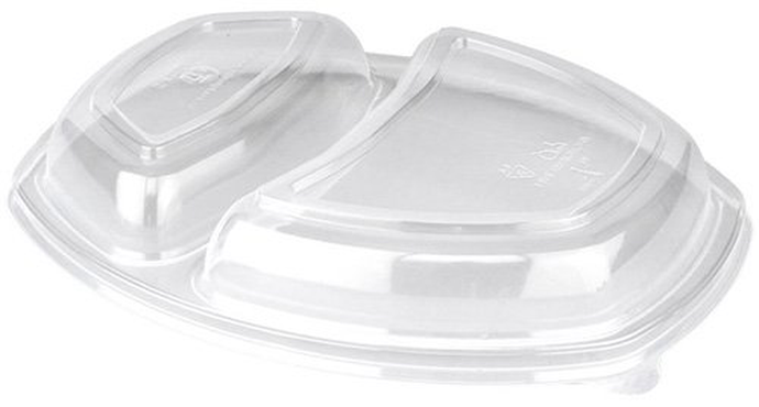 Крышка для овальных 2- секционных контейнеров 257х202х35 мм, прозрачная ПП*70