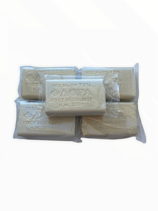 Мыло хозяйственное 72% 200 г/упак 60 шт Флора