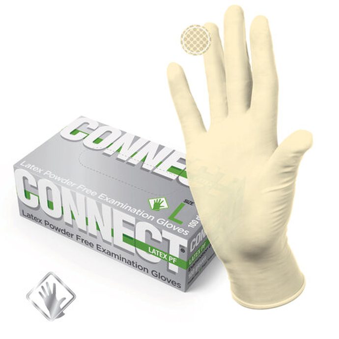 Перчатки смотровые латексные CONNECT  50 пар (100 штук), размер L (большие), шк0889