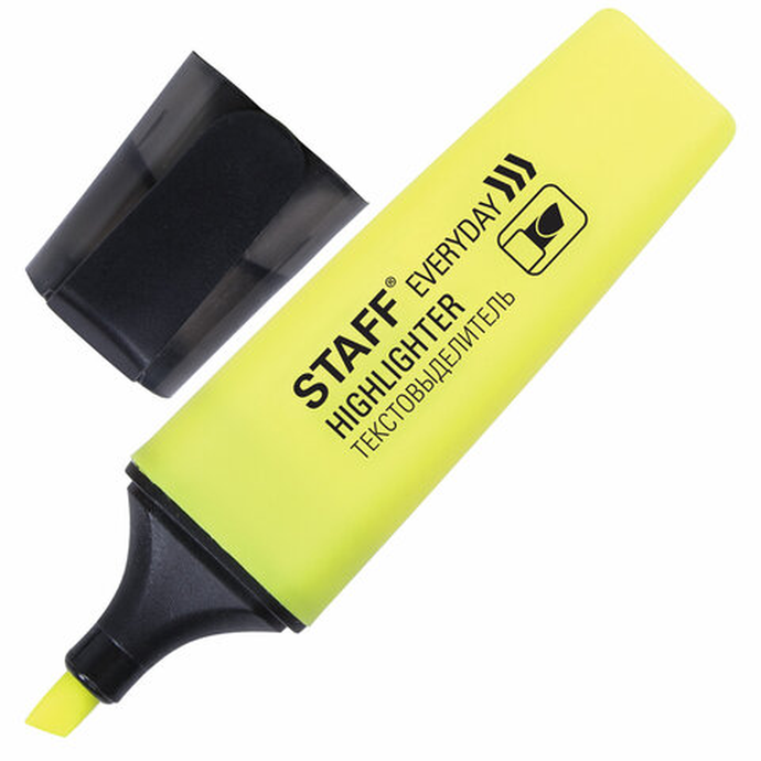 Текстовыделитель, лимонный, линия 1-3 мм