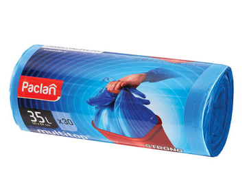 Мешки для мусора, 35 л, с ушками, синие, рулон 30 шт., ПНД, 10,5 мкм, 50х64 см, PACLAN "Multitop"