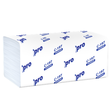 Полотенца бумажные листовые V (ZZ) PRO  200л. 2 слоя 22*21/вл.20 С197
