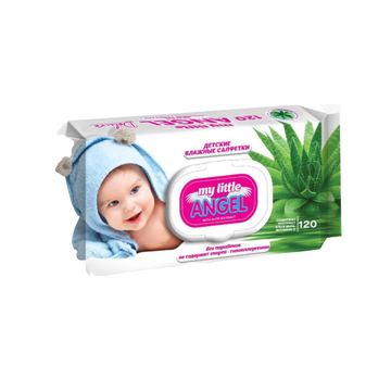 Влажные салфетки My Little Angel Алоэ Вера 120л./вл.16 с клапаном (белая)