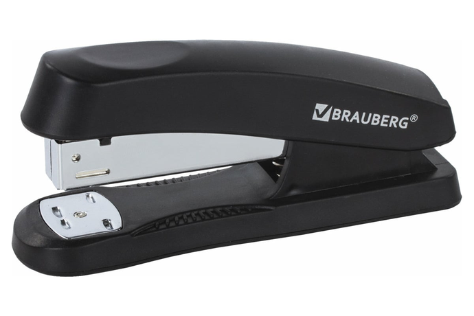 Степлер №24/6, 26/6 BRAUBERG "Standard+", до 30 листов, черный