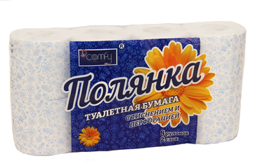 Туалетная бумага Comfy "Полянка"  2 сл.  8 рул./вл.6