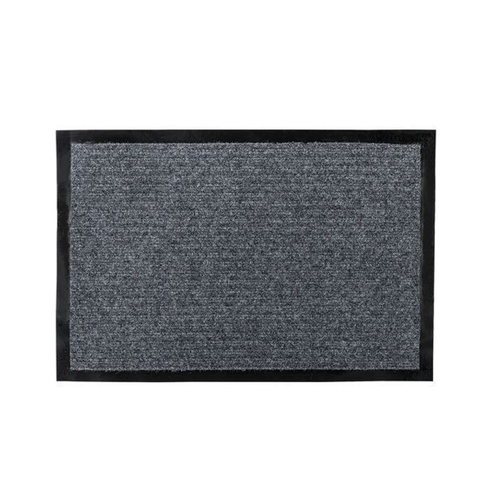 Коврик входной ворсовый влаго-грязезащитный LAIMA, 40х60 см, ребристый, толщина 7 мм, серый