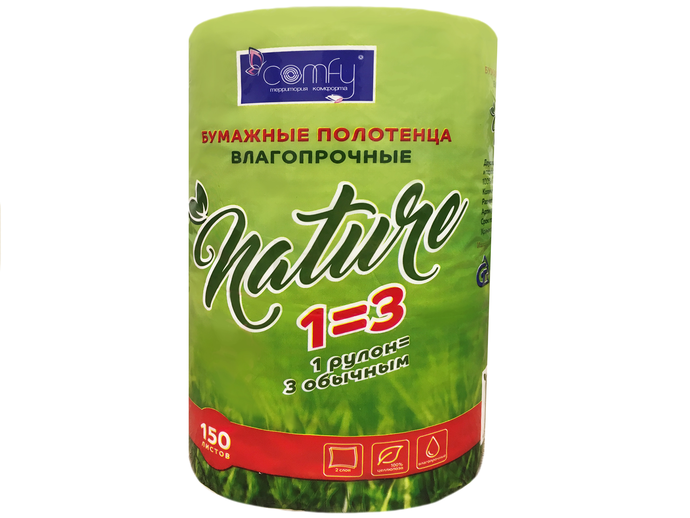 Полотенца бумажные Comfy "Nature" (1=3) 2-сл. 1 рул./вл.12 (выведено)