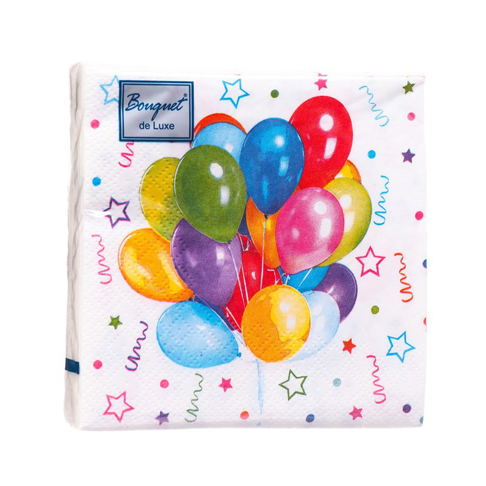 Салфетки Bouquet  de Luxe "Веселый праздник" 24х24 , 3 слоя.25л./вл.15