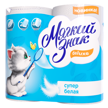 Туалетная бумага Мягкий знак Deluxe Белая 2-сл. 4 рул./вл.24 С41